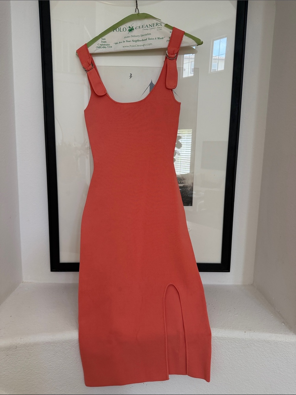 Bailey 44 Coral Strap Midi Dress with Side Slit